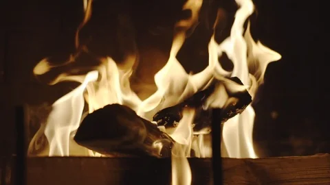 Fireplace In Slow Motion Close Up Stock Footage 91714142
