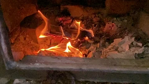 Fireplace slowmo Stock Footage