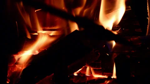 FIREPLACE STOKING CLOSE UP Stock Footage 33844739