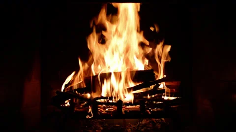 FIREPLACE &amp; STOKING THE FIRE Stock Footage 33844734