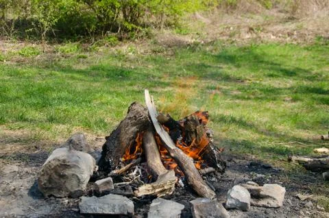 Fireplace of stone Stock Photos