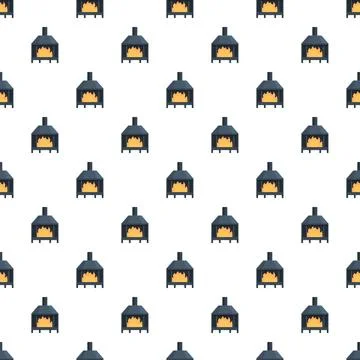 Fireplace stove seamless pattern creating cozy warmth Stock Illustration