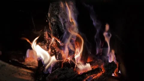 Fireplace . Super slow motion of fire Stock Footage 209663167