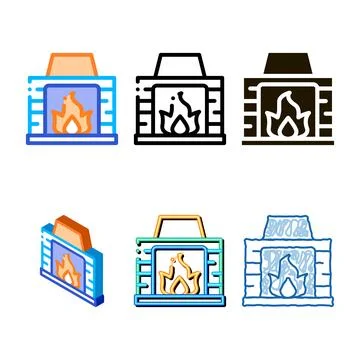 Fireplace with variants fire flame heating equipment vector Stockillustratie