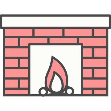 Fireplace vector icon isolated on white Stock Illustration