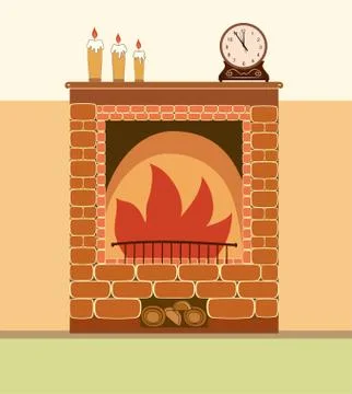 Fireplace vector illustration Stock Illustration