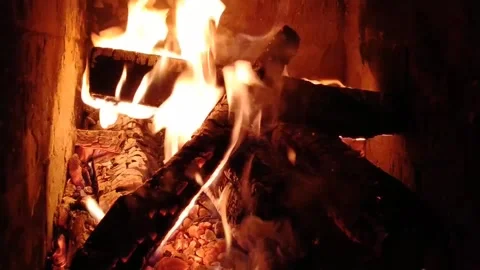 The fireplace warms the house. Heating your home in cold weather. Stock Footage 191927268