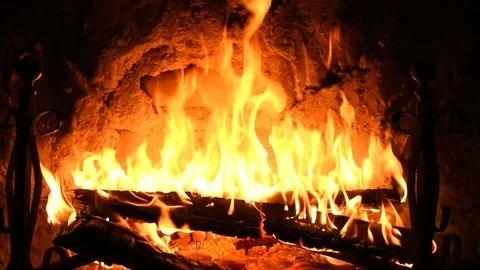 Fireplace whit burning fire Stock Footage 121999835