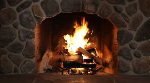 Fireplace wide view Stock Footage 61653811