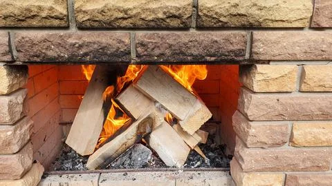 FIreplace in the yard Stock Photos