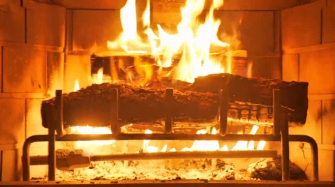 Fireplace Yule Log MS Stock Footage