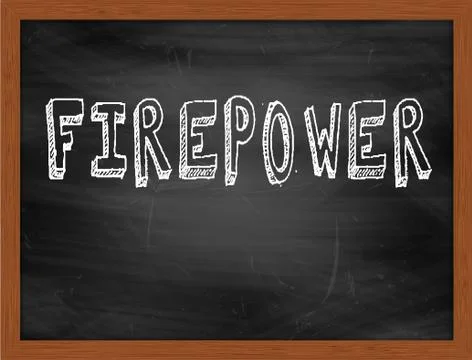 FIREPOWER  hand writing text on black chalkboard Stock Illustration