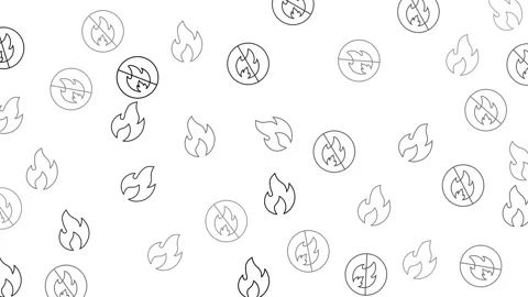 Fireproof and Waterproof Safety Icon Pattern with Flame Shield and Water Drop Stock Footage 345539323
