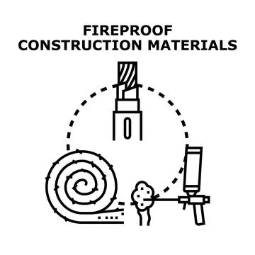 Fireproof building construction materials and insulation concept Stock Illustration