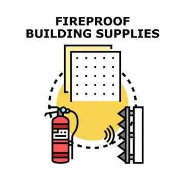 Fireproof building supplies concept icon Stock Illustration