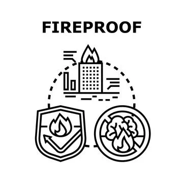 Fireproof concept for building material and safety insulation Illustrazione stock