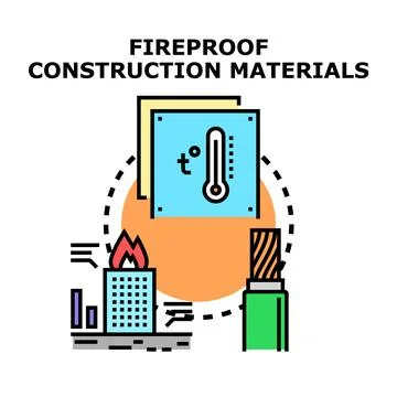 Fireproof construction materials and building safety concept Stock Illustration