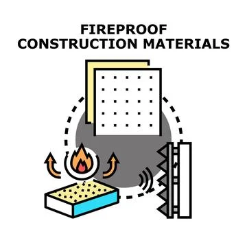 Fireproof construction materials protection and insulation concept Stock Illustration