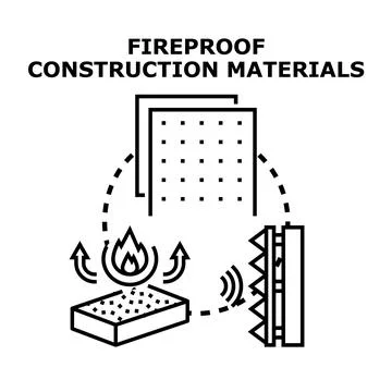 Fireproof construction materials protection and insulation concept Stock Illustration