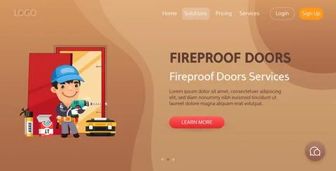 Fireproof Doors Website Template Stock Illustration