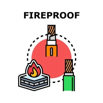 Fireproof electric cable protection with flame icon Stock Illustration
