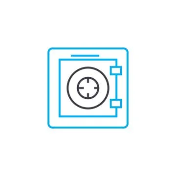 Fireproof safe vector thin line stroke icon. Fireproof safe outline illustration Stock Illustration