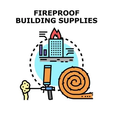 Fireproofing building supplies preventing fire damage concept Ilustración de archivo