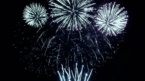 Fires bursts of fireworks. Video stock 50710145