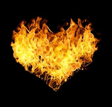 Fires flames in heart shape Stock Photos