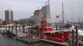 Fireship and event gastronomy in Hamburg harbour HD Footage