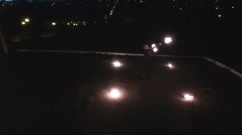 Fireshow on city background Stock Footage 68971100