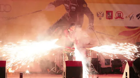 Fireshow on stage Stock Footage 23298654