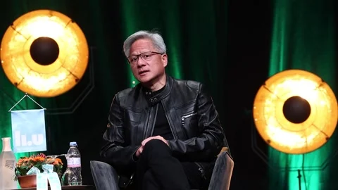 A fireside chat, Jensen Huang, Nvidia Stock Footage 310192437