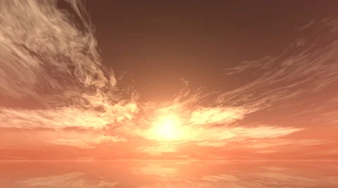 Firesky on reflective surface low Stock Footage 1090288