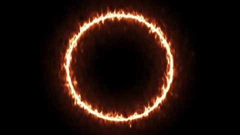Firestorm Neon Energy Circle Ring Loop on Black Background HD FX Stock Footage 327728015