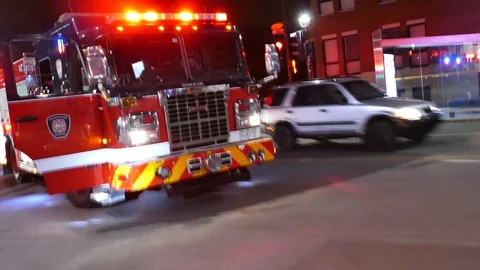 Firetruck accidented in the street Stock Footage 114709238