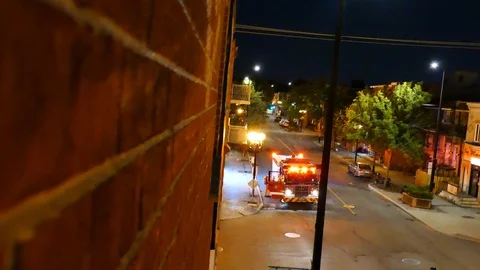 Firetruck arriving on-scene Stock Footage 120161241