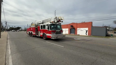 Firetruck fire engine driving fast to fire Stock Footage 304069001