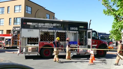 FIretruck full of oxygen tank Stock Footage 139664483