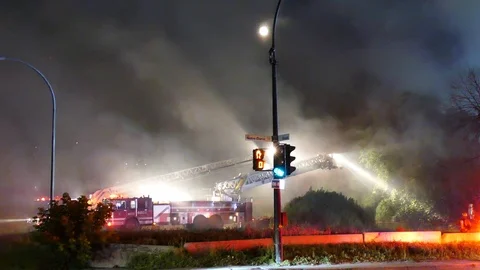Firetruck with heavy smoke Stock Footage 116014012