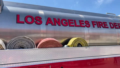 Firetruck LAFD pan Stock Footage 194346491