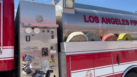 Firetruck LAFD pan Stock Footage 194346503