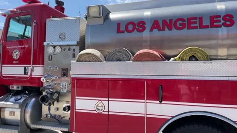 Firetruck LAFD pan Stock Footage 194346536