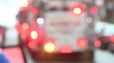 Firetruck lights de-focus Stock Footage 52533470