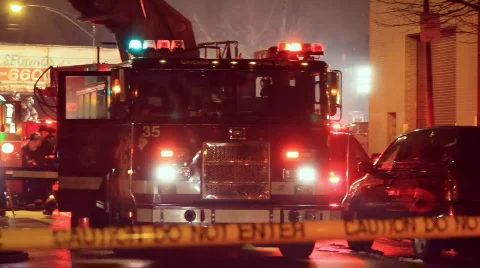 Firetruck pan left Stock Footage 645293