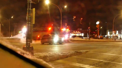 Firetruck passing at intersection Stock Footage 125417037