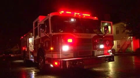 Firetruck responding to a car fire Stock Footage 12633984