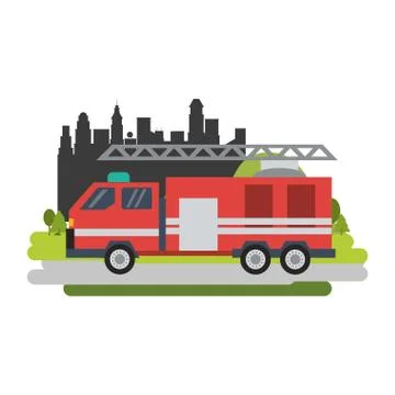 Firetruck vehicle isolated flat Ilustración de archivo
