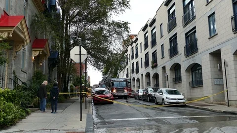 Firetrucks in the street Stock Footage 116713896