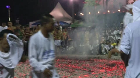 Firewalking Fat Devotee Video stock 58091017